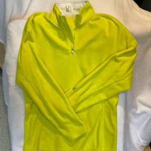 Women’s Spyder fluorescent green fleece quarter zip. Large great shape.